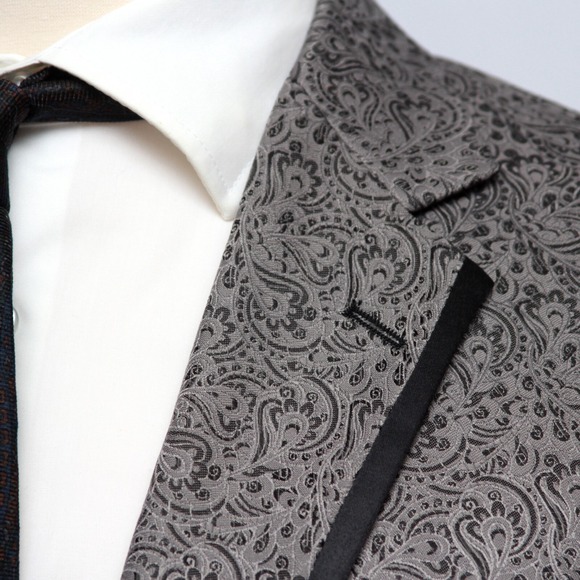 JOS A BANK Satin Edged Lapel Paisley Dinner Jacket 46R Blazer Tailored C080675 - Picture 11 of 12